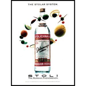 1991 Stolichnaya Russian Vodka The Stolar System Vintage Print Ad Wall Art Photo